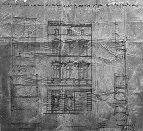 Leszno. Kamienica Rynek nr 6. Projekt K. Wittinga z 1883 r. na przebudowę kamienicy. (kopia w WUOZL)