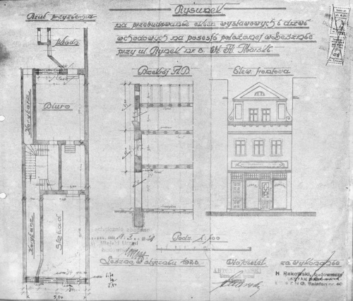 Leszno. Kamienica nr 8. Projekt z 1928 r. na przebudowę okien wystawowych i założenia balkonu. (kopia w AWUOZL), zdjęcie nr 3
