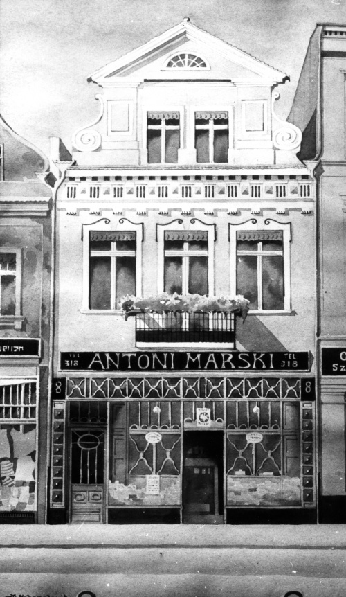 Leszno. Kamienica Rynek 8. Widok elewacji frontowej z 1928 r. po przebudowie na akwareli K. Nebenstreita. (kopia w AWUOZL), zdjęcie nr 4