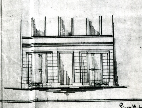Leszno. Kamienica Rynek 22. Projekt E. Steina z 1890 r. na przebudowę przyziemia budynku poprzez wprowadzenie nowych okien wystawowych. (kopia w AWUOZL)