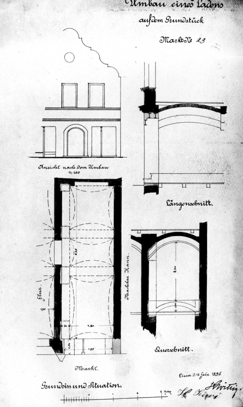 Leszno. Kamienica nr 23. Projekt K. Wittinga z 1896 r. na przebudowę okna wystawowego. (kopia w AWUOZL), zdjęcie nr 2