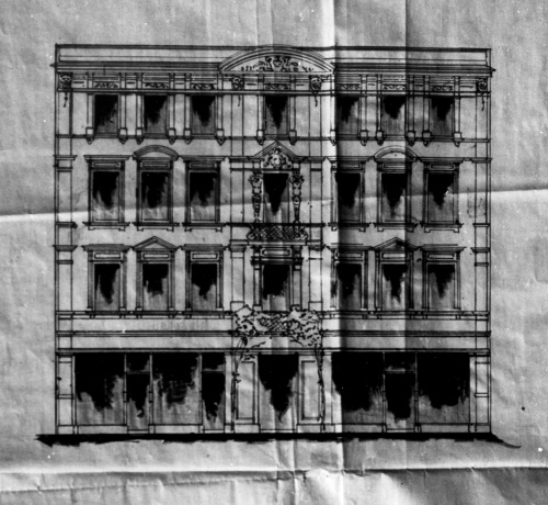 Leszno. Kamienica Rynek nr 33. Projekt K. Wittinga z 1891 na przebudowę kamienicy w obecnej formie. (kopia wAWUOZL)