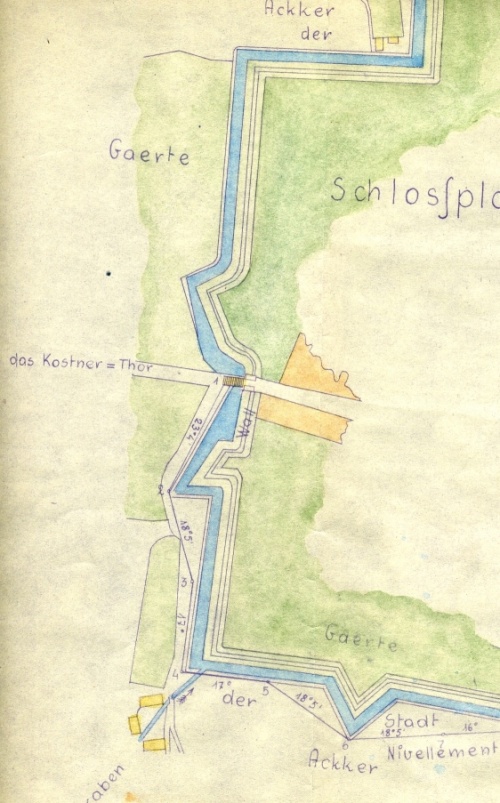 Fragment planu oczyszczenia fosy miejskiej, sporządzonego w 1822 r.. (kopia w AWUOZL), zdjęcie nr 13