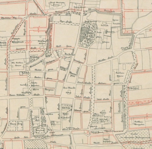 Plan miasta Leszna z 1911 r. po wykonaniu promenad w miejscu dawnych fortyfikacji. (APL)