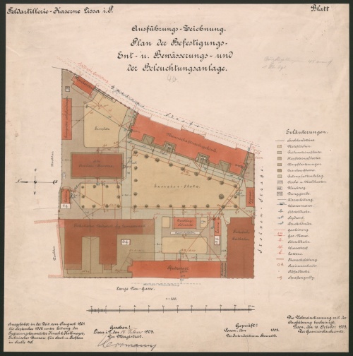 Plan sytuacyjny zespołu koszar artylerii polowej w Lesznie. (1903 r., APL)