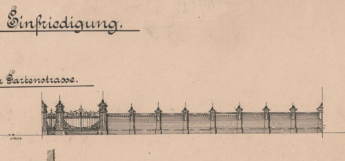 Zespół koszar artylerii polowej w Lesznie. Projekt ogrodzenia. (1901 r, APL)