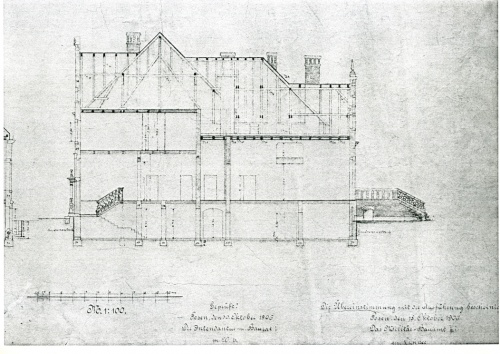 Projekt kasyna oficerskiego z 1904 r. przekrój. (światłokopia w zasobach APL) 