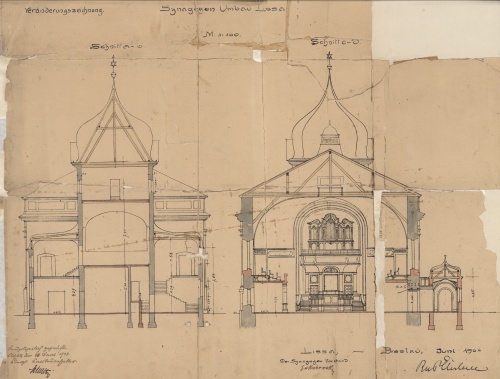 Synagoga w Lesznie. Przekrój poprzeczny. (1904 r., APL), zdjęcie nr 6