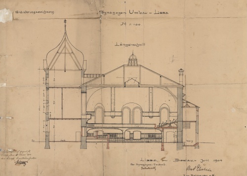 Synagoga w Lesznie. Przekrój poprzeczny. (1904 r., APL), zdjęcie nr 5