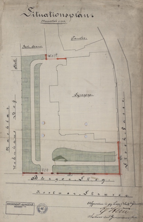 Synagoga w Lesznie. Plan sytuacyjny z 1904 r. (APL), zdjęcie nr 1