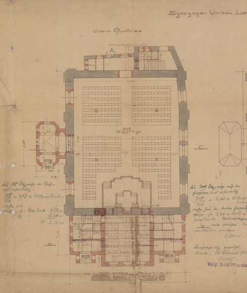 Synagoga w Lesznie. Rzut przyziemia. (1904 r., APL), zdjęcie nr 3